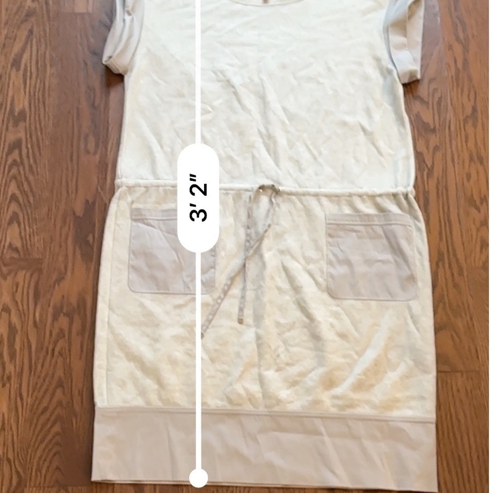 Lafayette 148 New York Grey Cotton Linen Drawstring Waist Pocket Dress Medium - Picture 6 of 11